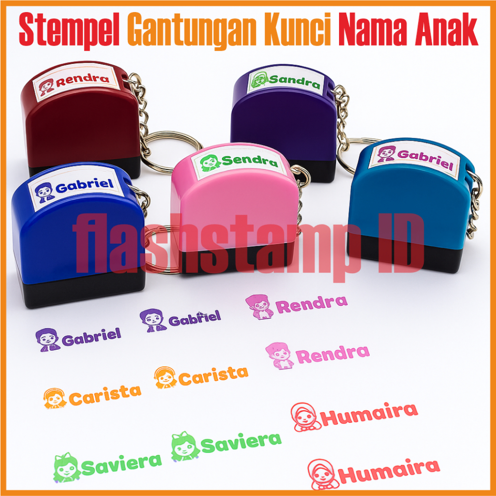 

Custom Gantungan Kunci Stempel Nama Anak, Nama Hari.