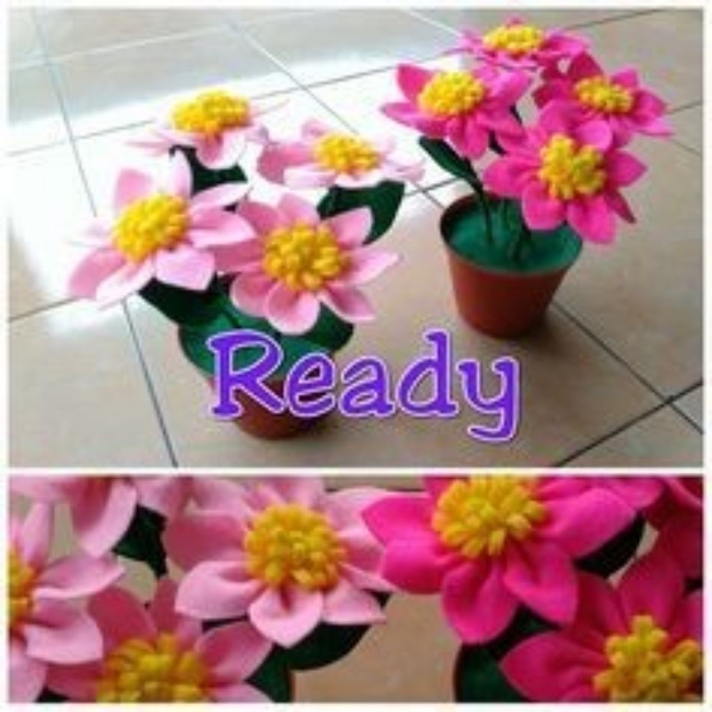 bunga meja kain flanel/ bunga flanel /kerajinan tangan