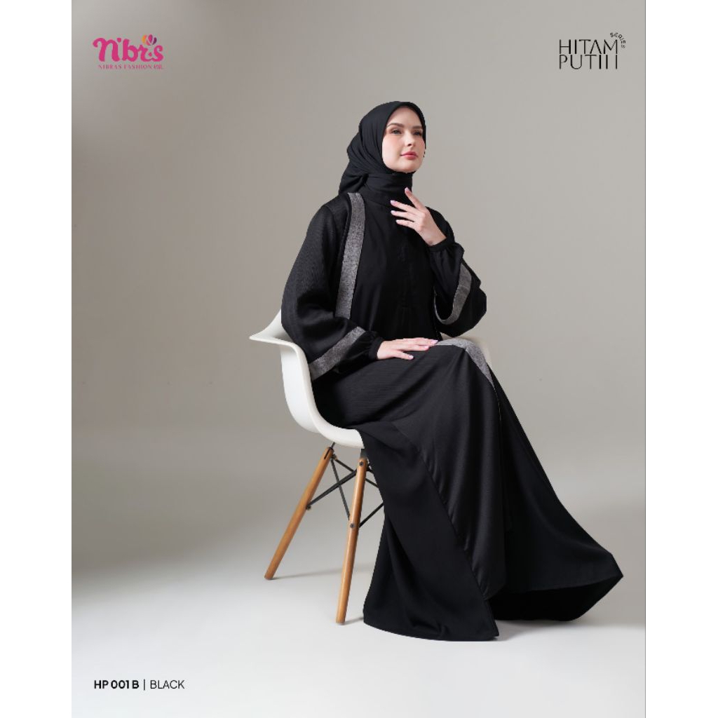Gamis Hitam Polos Nibras HP 001B