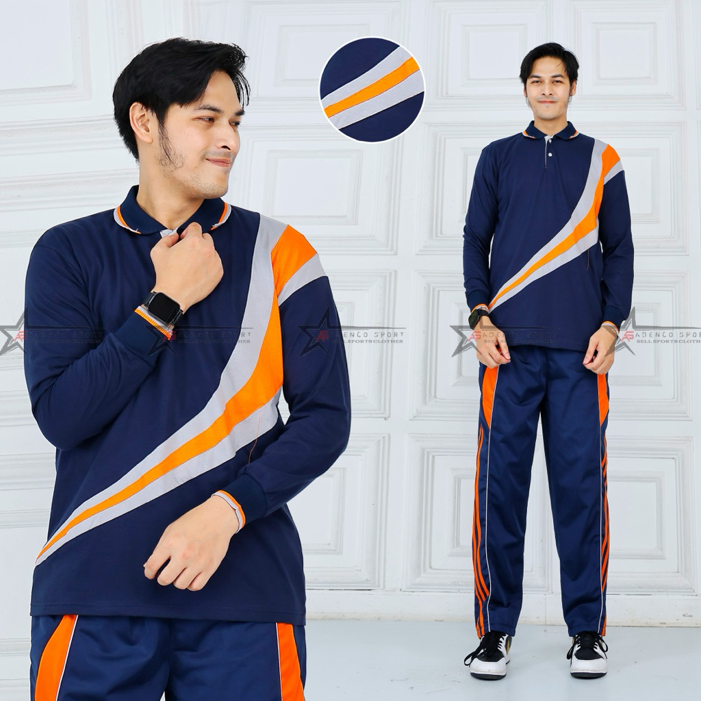 Setelan Baju Olahraga Senam Pria Lengan Panjang / Seragam Kaos Olahraga Senam / Set Baju Senam pria