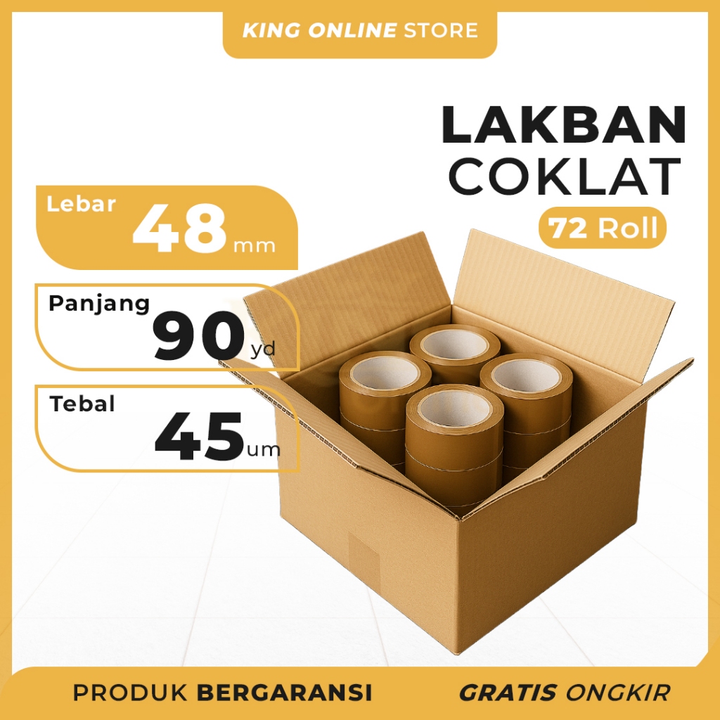 

1 DUS Lakban Coklat 48 MM X 90 Yard isolasi Tebal Kuat Murah ONLINE TAPE OPP