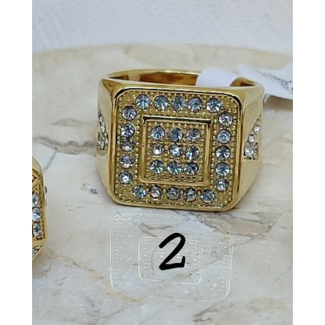 Cincin Titanium Batu Mata Pria Cowok Gold Emas Anti-Karat Super Keren Stainless Steel Casual Keren