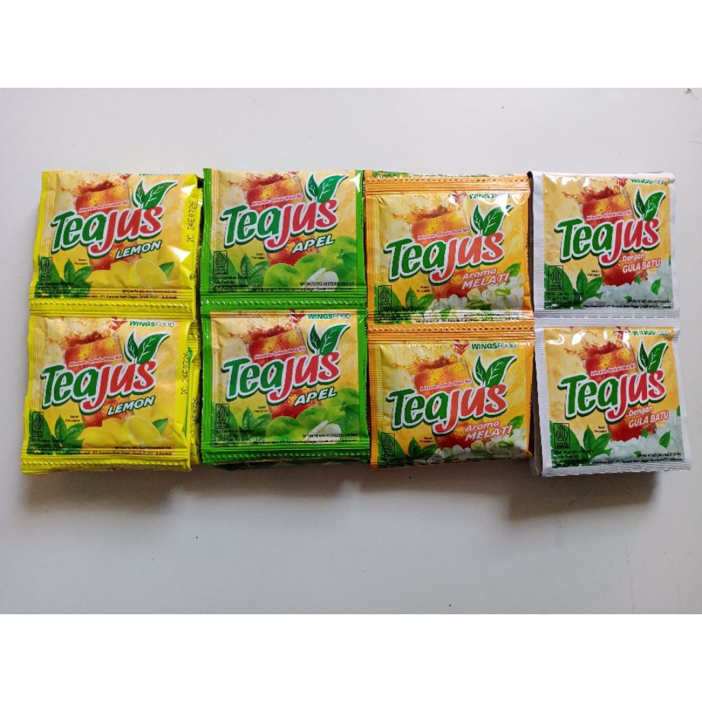 

TEA JUS Minuman Teh Manis Seduh Instan Aneka Rasa netto 10 bungkus x 6g