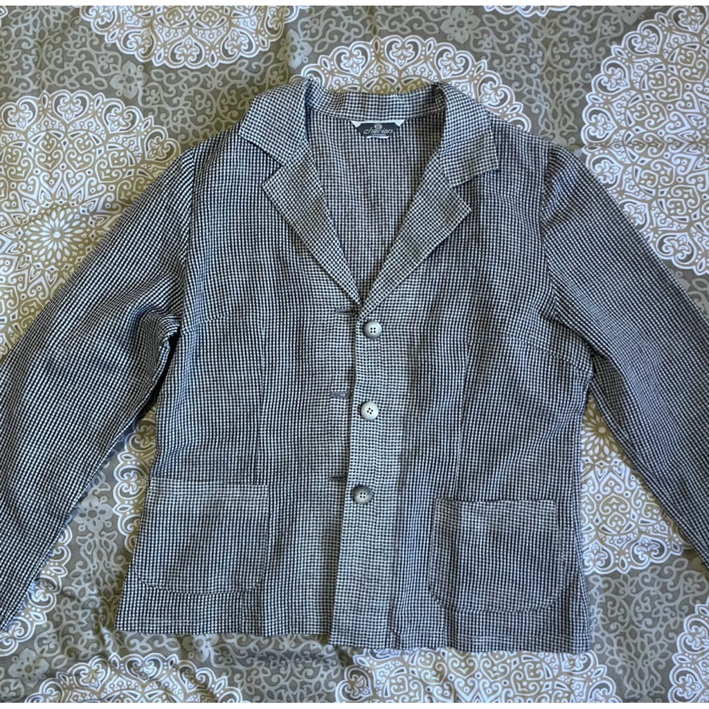 blazer brown / blazer coklat kotak kotak