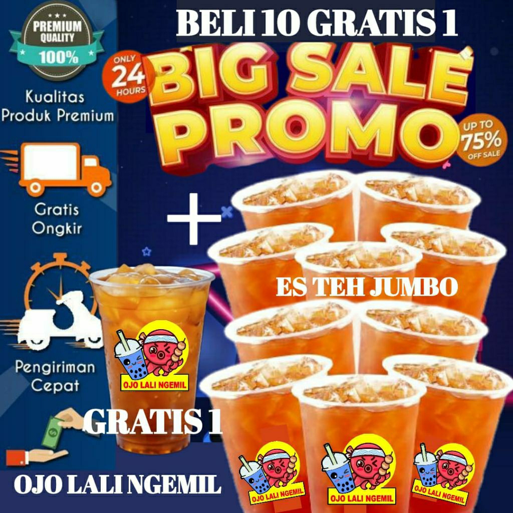 

PAHE JUMBO Es Teh Segar Siap Minum Buy 10 Get 11(Beli 10 Dapat 11) Jumat Berkah Arisan Pesta Syukura