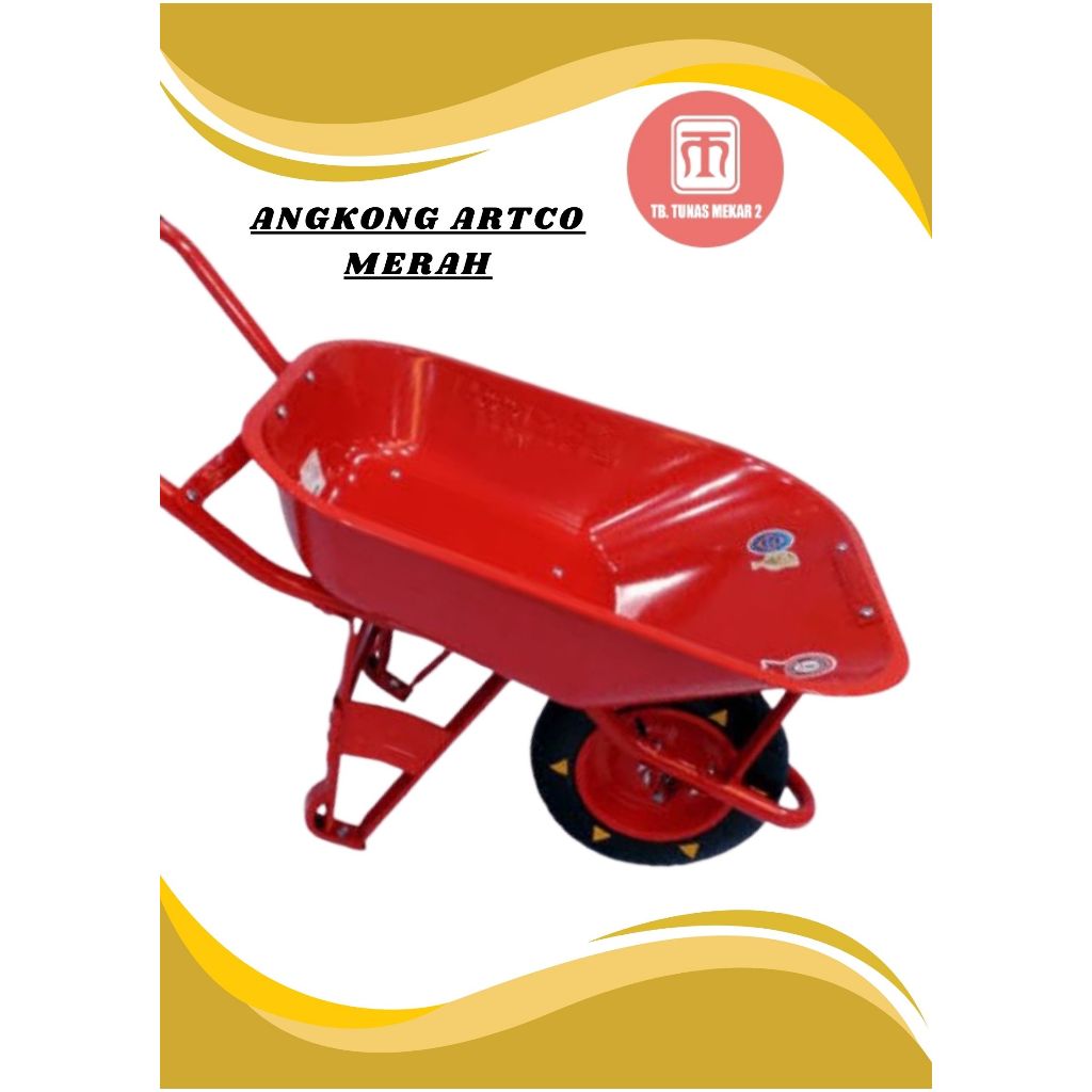 Gerobak Angkong Sorong Pasir Merk Artco Merah Bangunan Proyek