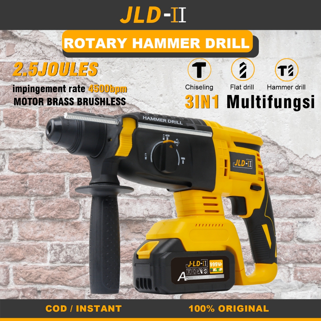 JLD II Rotary Hammer Drill Brushless Hammer Drill Cordless 2.5JOULES JACK Hammer Mesin Bor Beton
