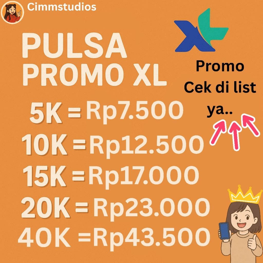 Pulsa XL Promo 5K 10K 20K 25K 40K Cimmstudios