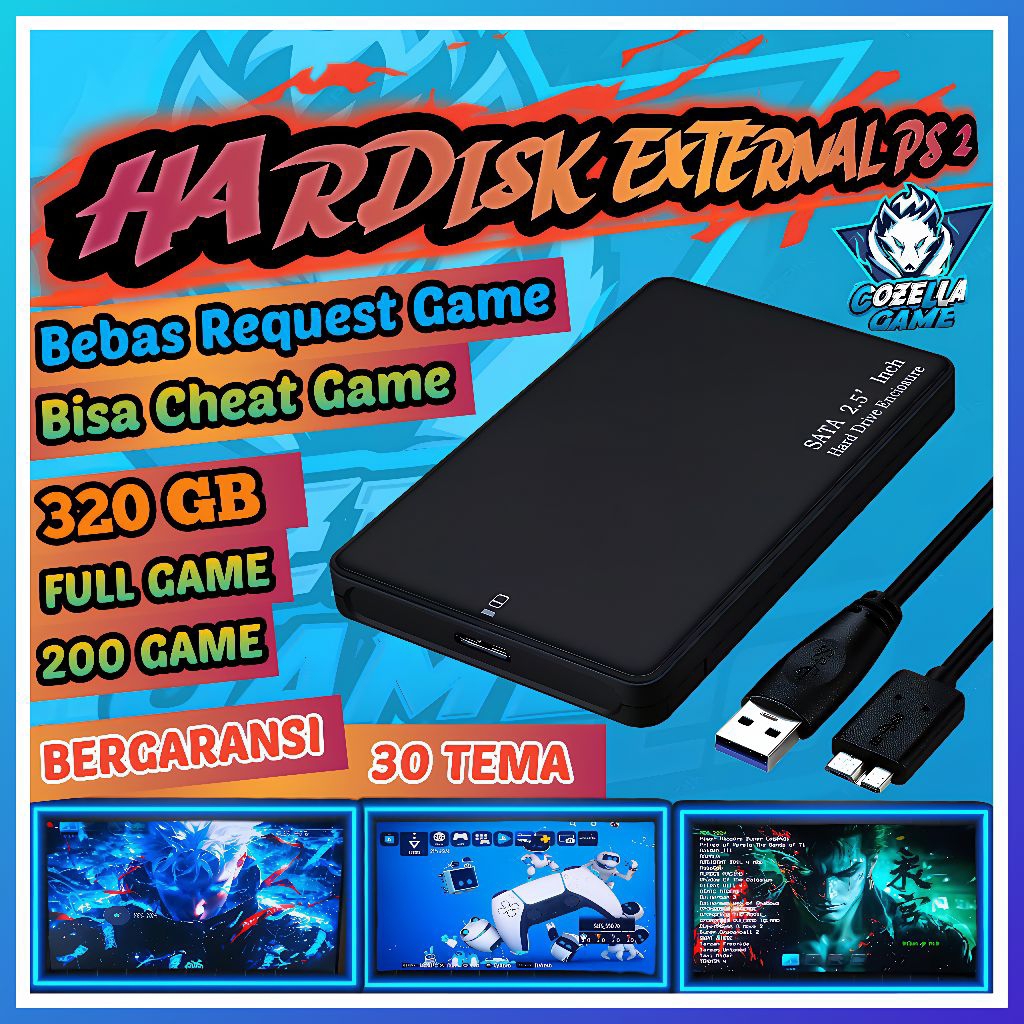 Harddisk Eksternal PS2 Support Semua Seri PS2 Fat/Slim