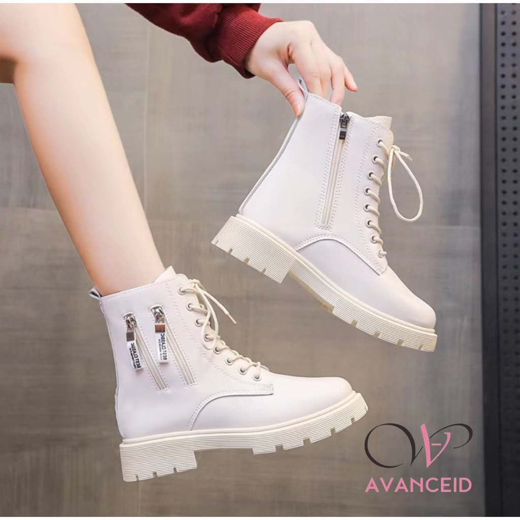 AVANCEID GONGCHAN Boots Sepatu Sneakers Wanita Docmart Putih Hitam
