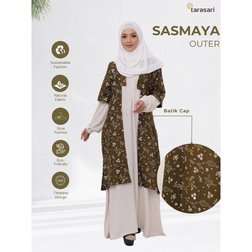 Sasmaya Outer Batik Wanita Premium Baju Kerja Formal Kasual Batik Cap