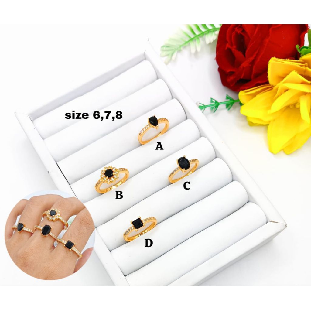 Cincin batu hitam permata titanium