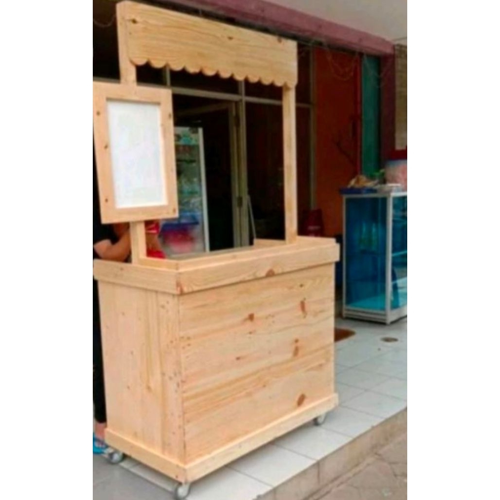 Booth kayu jati belanda minimalis
