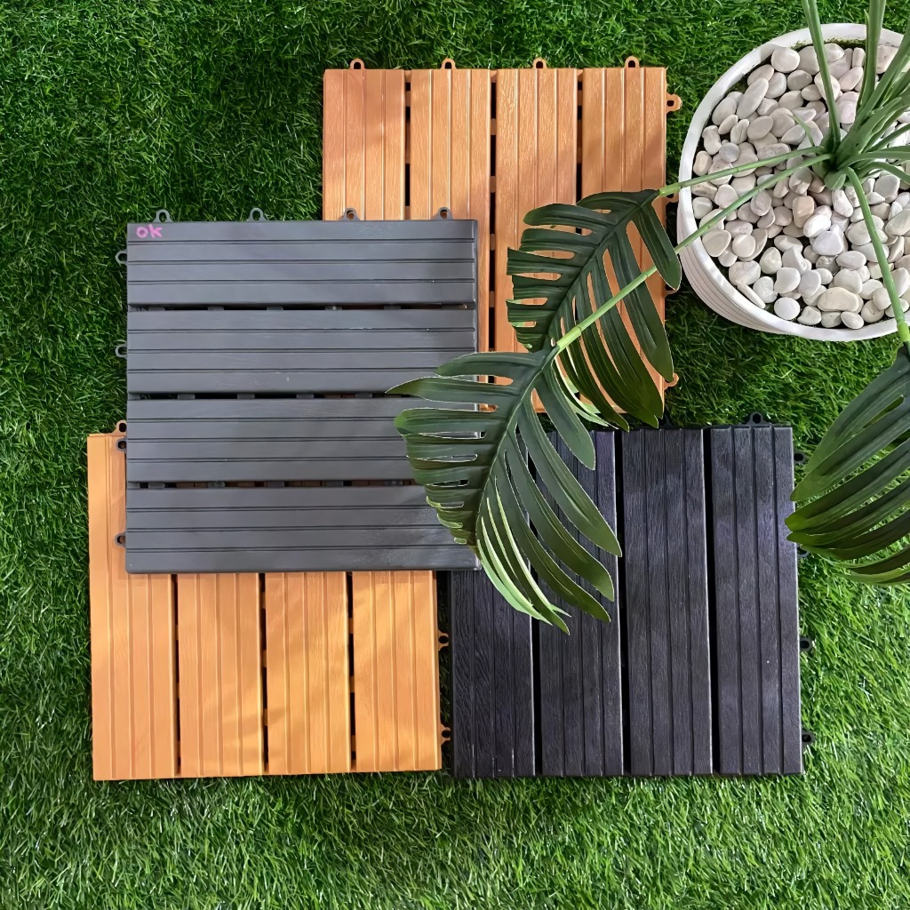 Decking Tile Plastik PP - 100% Plastic original - Lantai kayu plastik cocok untuk outdoor