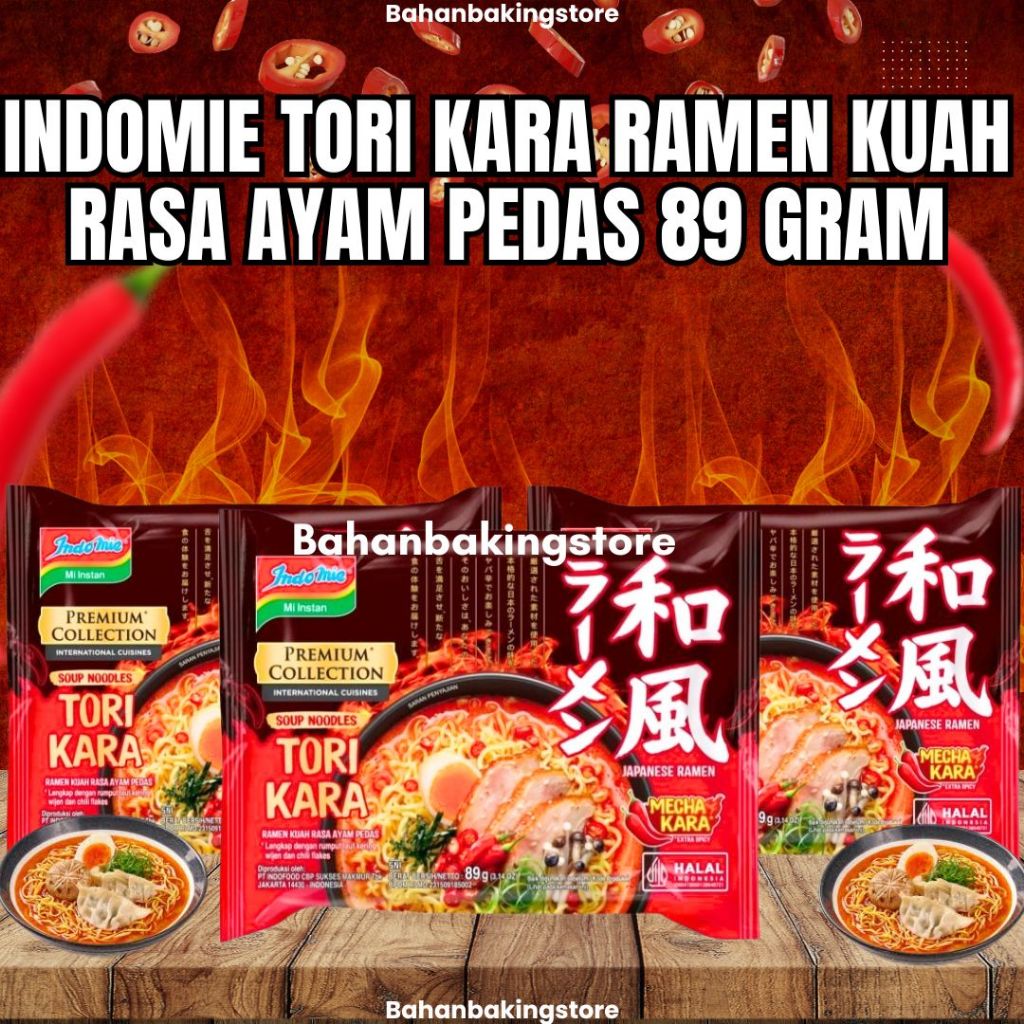 

INDOMIE TORI KARA RAMEN KUAH RASA AYAM PEDAS 89 GRAM MIE INSTANT BARU RASA JEPANG PREMIUM COLLECTION