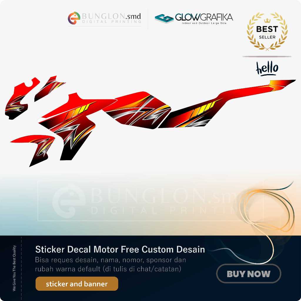 DECAL STIKER MOTOR CUSTOM YAMAHA VIXION NEW EDISI HITAM MERAH AIR BRUSH