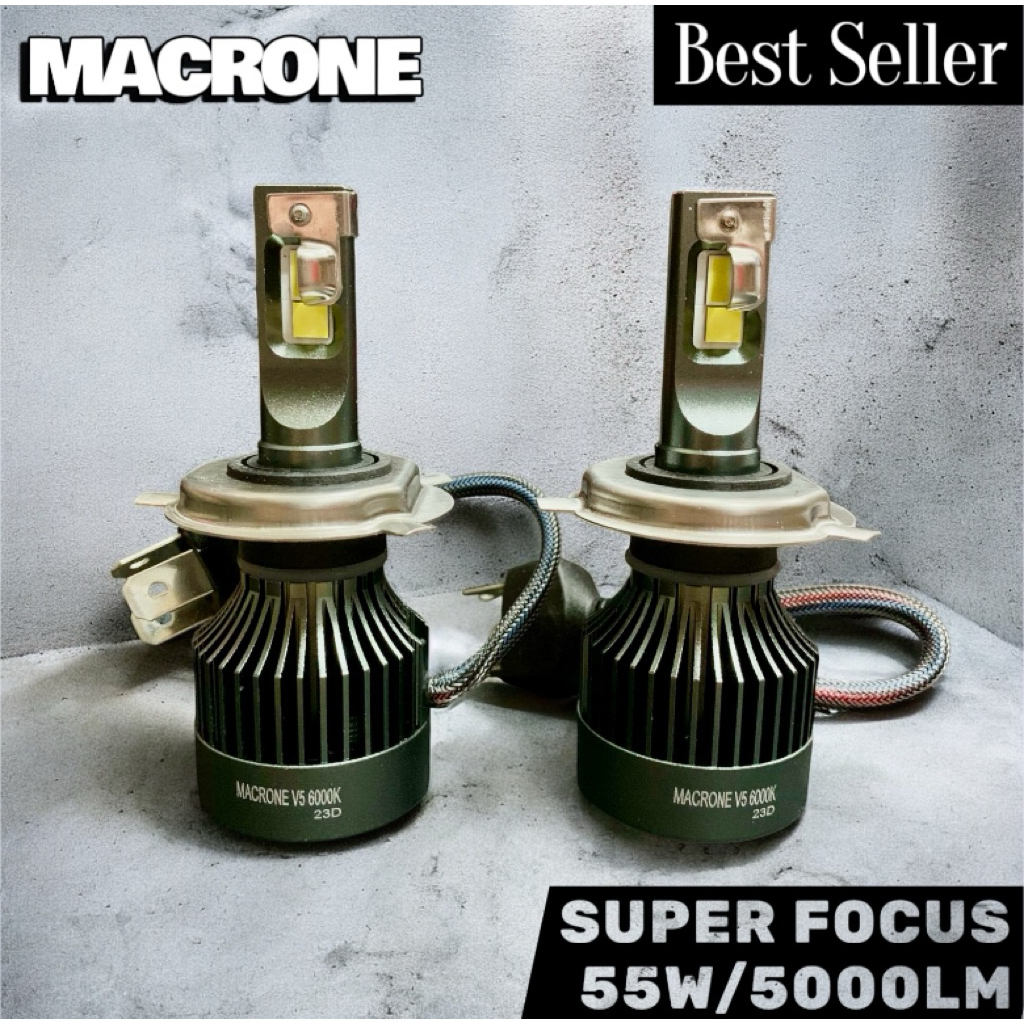 Lampu led mobil Grandmax headlamp H4 LED MACRONE V5 55W 5000LM Garansi 1tahun