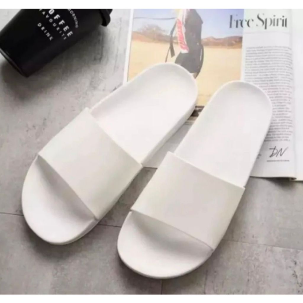 Cahaya Sandal - Sandal Karet Pria Dewasa Slip On Polos - Sandal Hitam & Puth