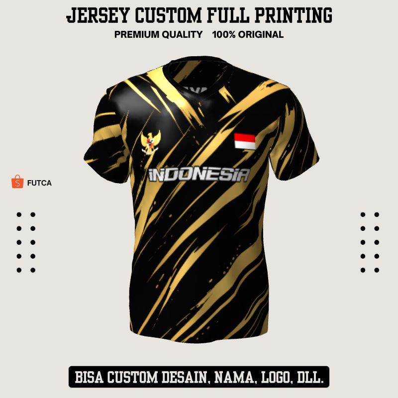 Kaos Jersey Futsal Hitam Gold Motif Abstrak 313 - Jersey Olahraga Custom Full Printing