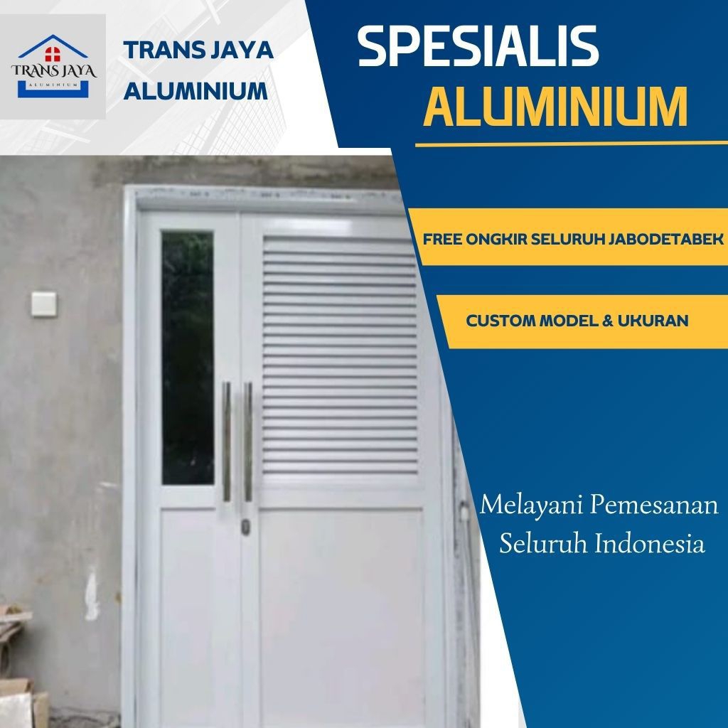 PINTU UTAMA ALUMINIUM PANEL VARIASI KACA UKURAN L100*T200 COCOK UNTUK RUMAH IMPIAN
