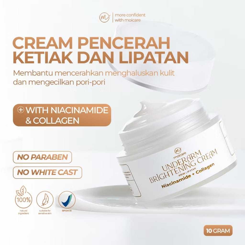Underarm Cream Whitening Niacinamide & Collagen Pencerah Kulit Lipatan | Paket hemat moicare