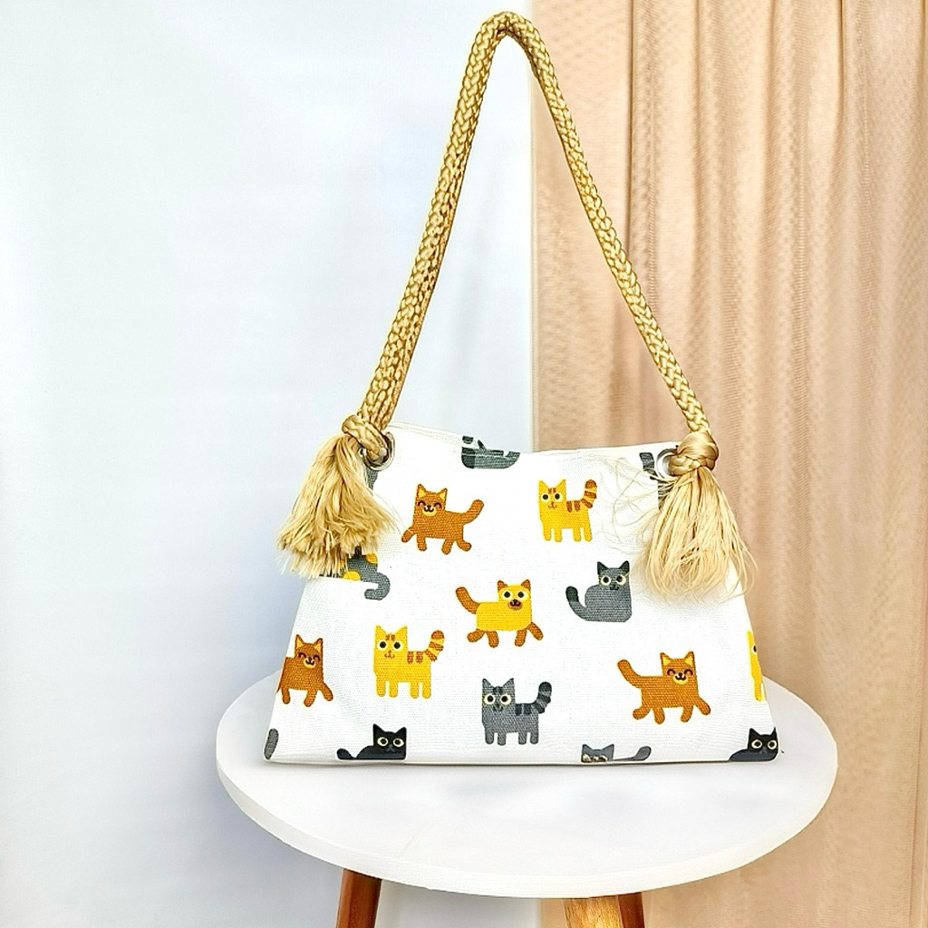 Totebag Kanvas Motif Tali Sumbu Tas Wanita Tas Tali Sumbu Tote tali Sumbu Kanvas motif