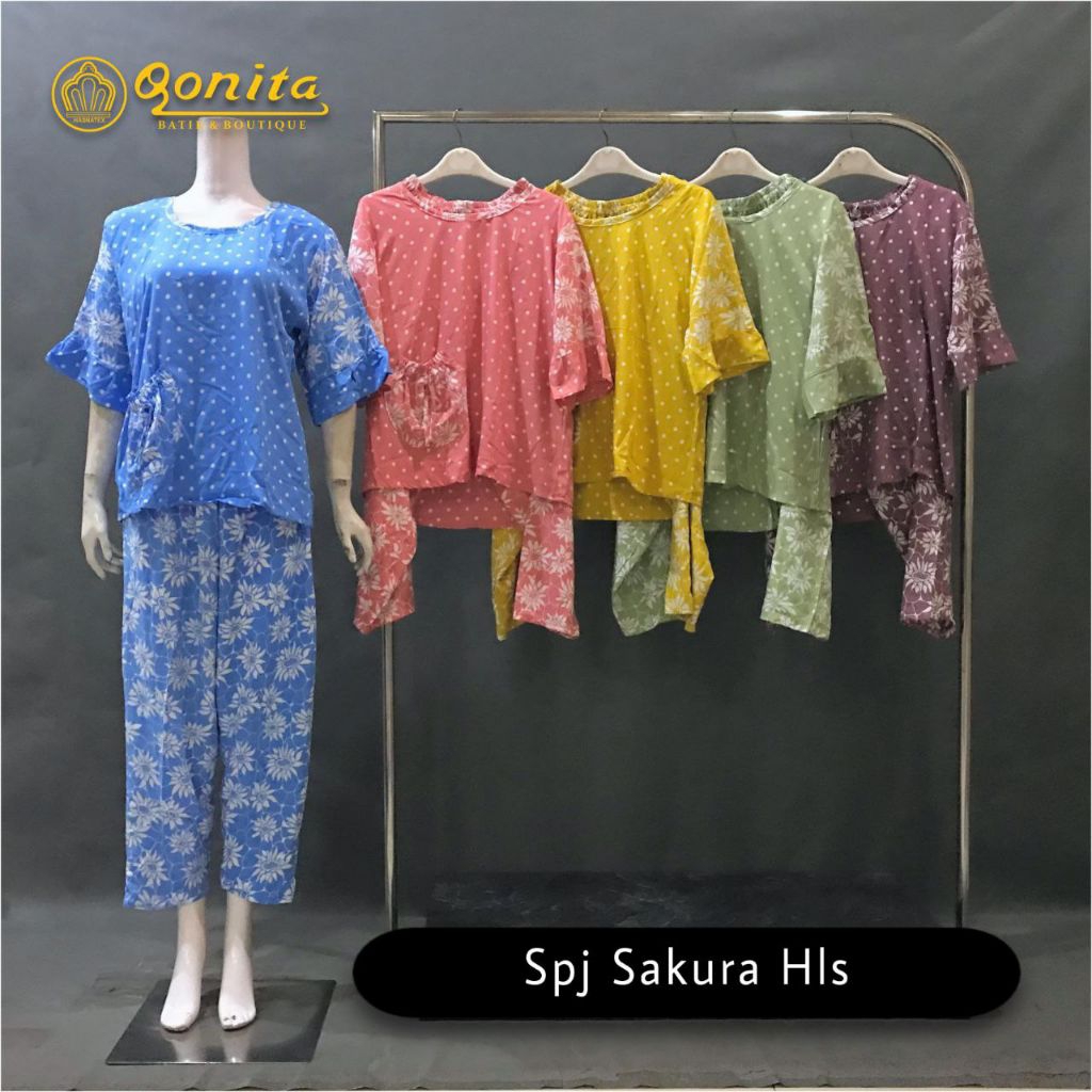 [LD 118-126 CM ] Setelan Daster Qonita Batik Pekalongan ll Spj Sakura Jumbo Setelan One Set