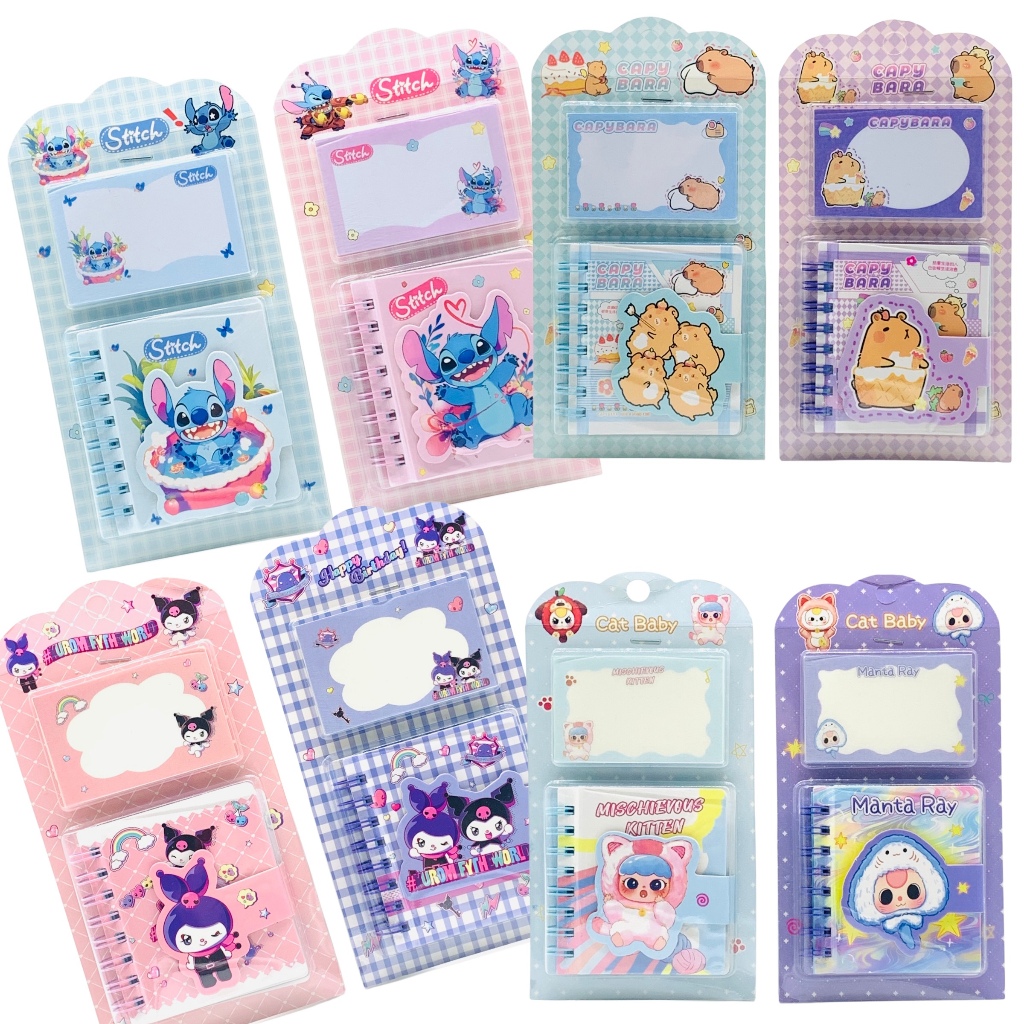 

NOTEBOOK SPIRAL + MEMO 62501/2/4/7 MIX / BUKU TULIS CATATAN STITCH CAPYBARA