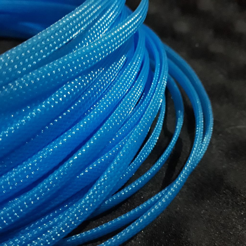 Braided Cable Sleeve 6mm Blue - Pembungkus Kabel - Snake Skin