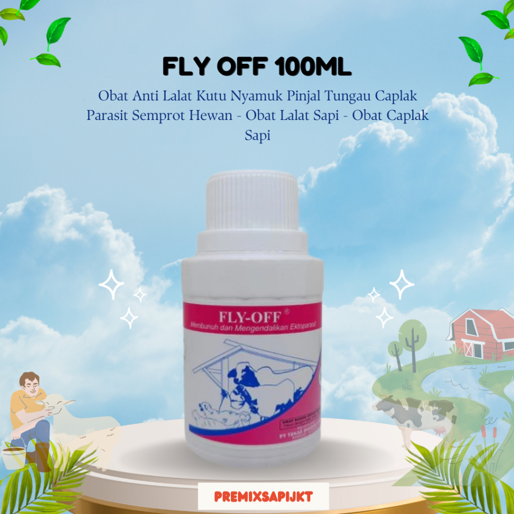 NEW FLY OFF 100ML - Obat Anti Lalat Kutu Nyamuk Pinjal Tungau Caplak Parasit Semprot Hewan - Obat La