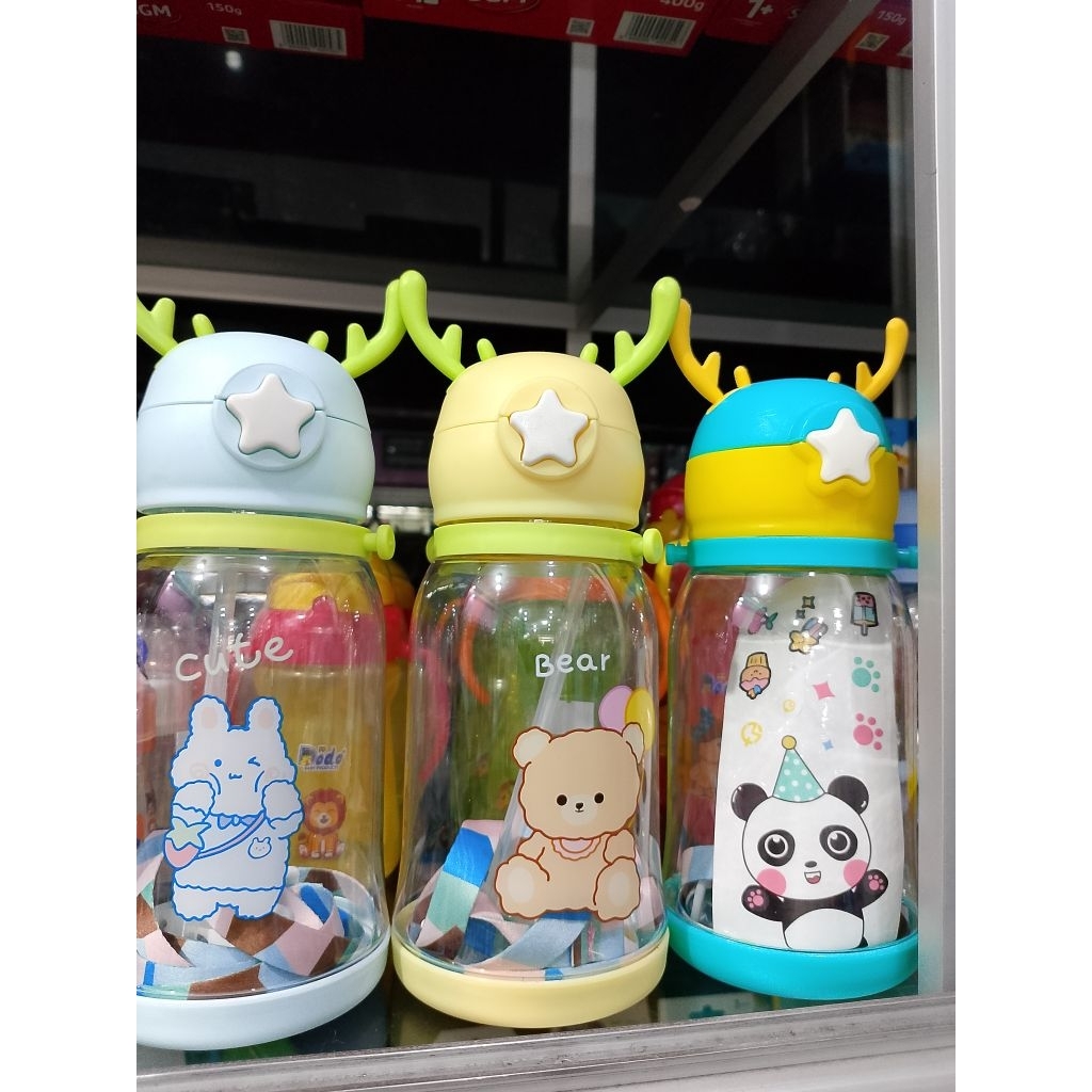 Botol Minum Anak Sedotan Motif Tanduk Rusa Lucu
