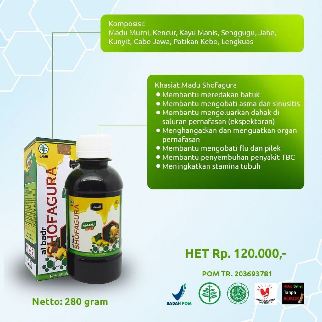 

Madu Shofagura 380 gr bantu redakan batuk