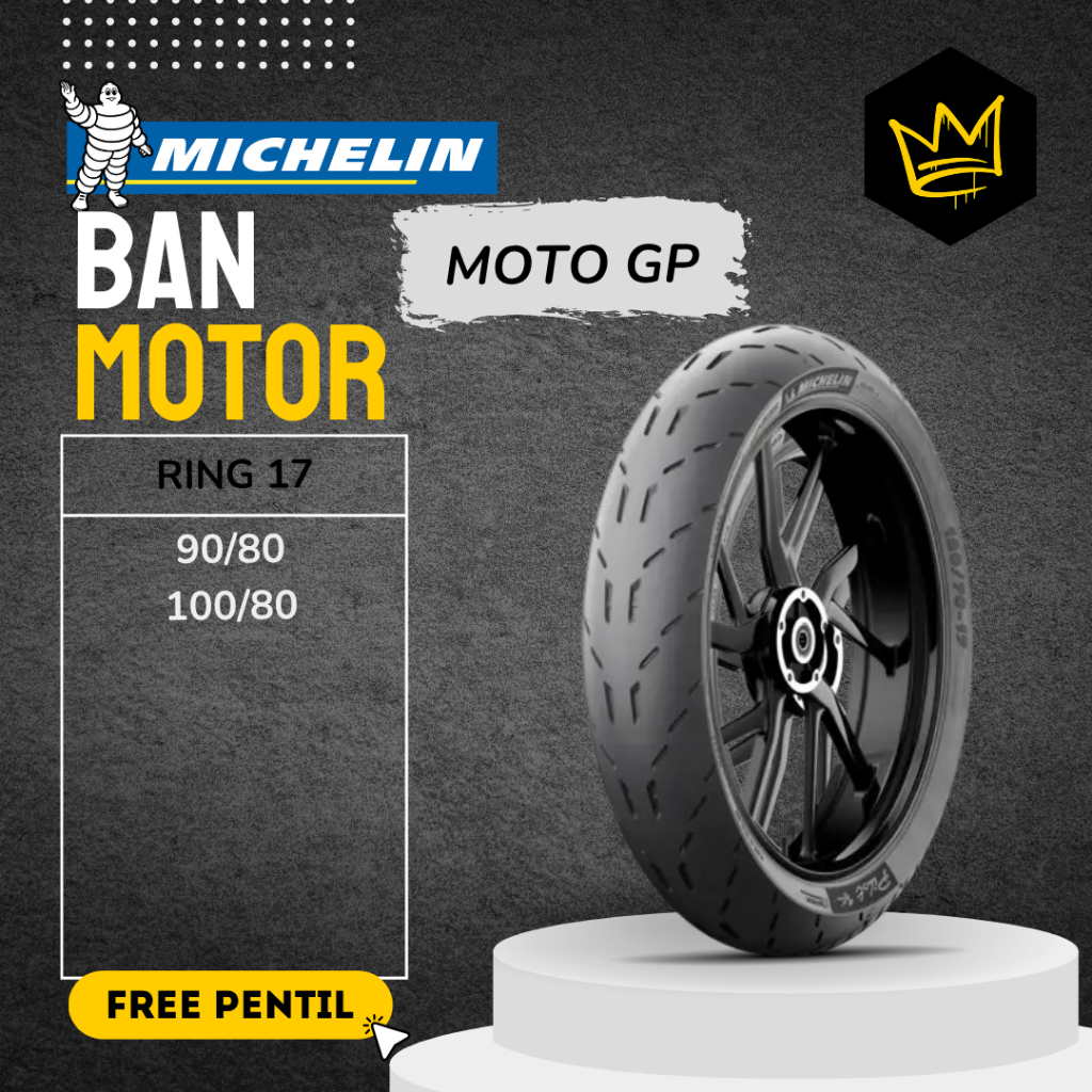 { Gratis Pentil } Ban Tubeless Michelin Pilot Moto Gp All Varian Ring 17 90/80-17 | 100/80-17 / Ban 