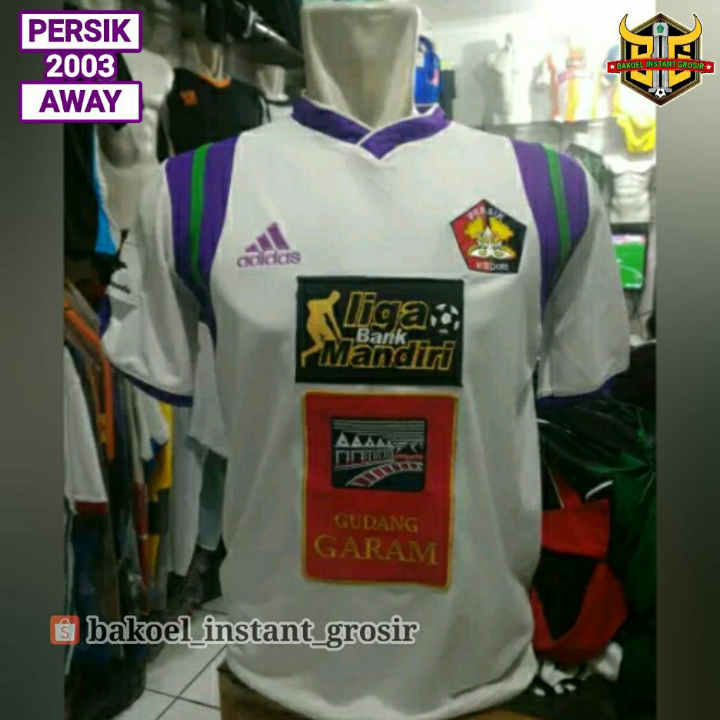 Jersey PERSIK Kediri AWAY 2003 Liga Bank Mandiri Putih Full PRINTING atau BORDIR Remake RETRO Lokal
