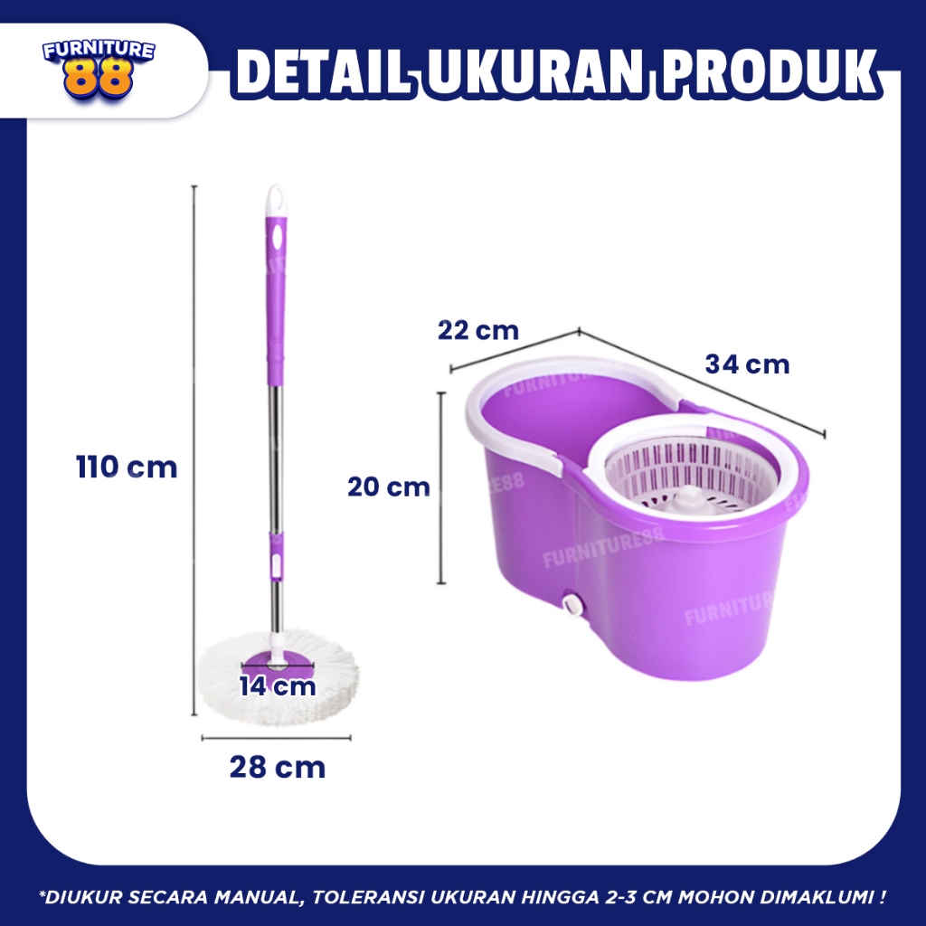 Discount Spin Mop Alat Pel Lantai Putar Set Ember Pengering Putar Rotary Mop Super Mop FURNITUR88
