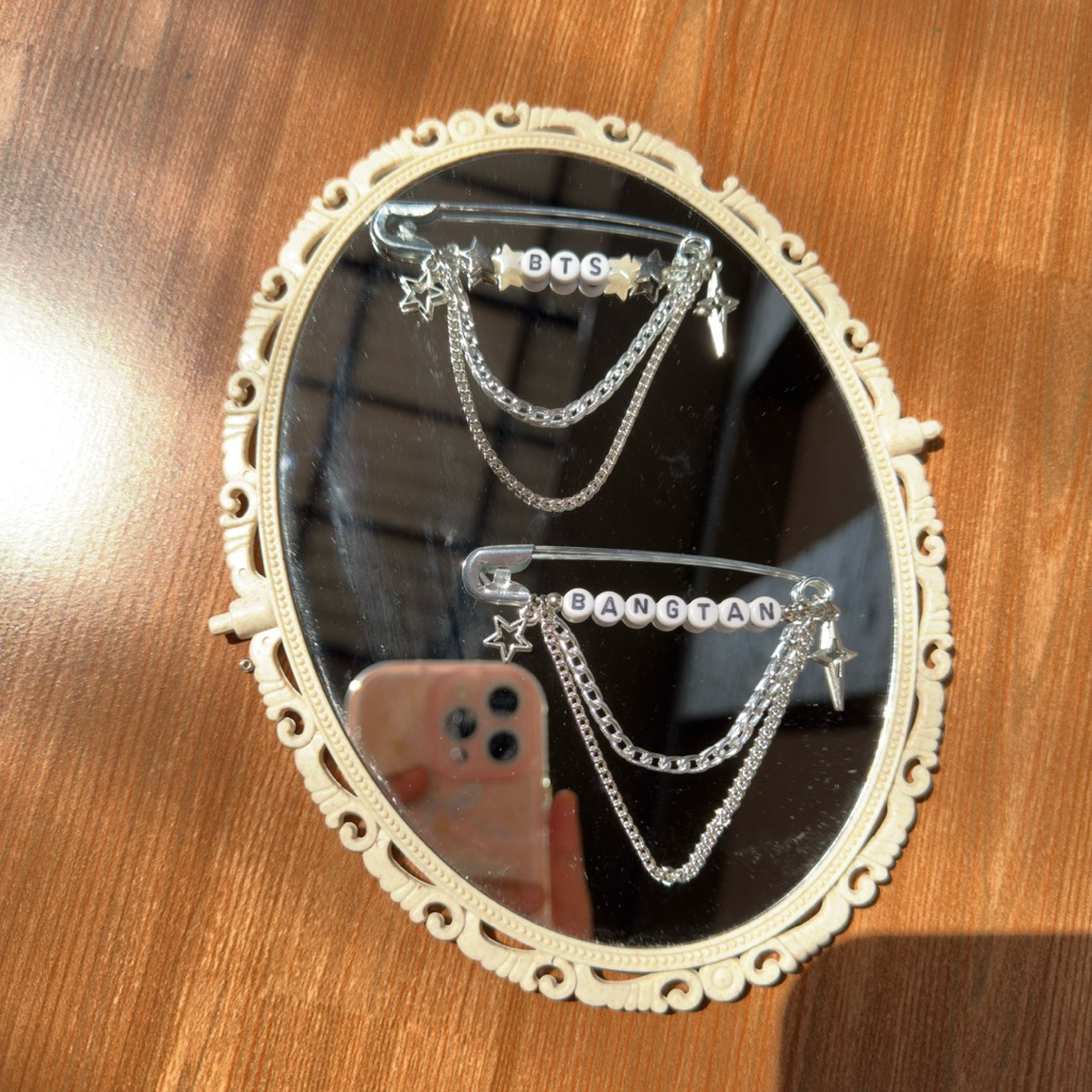 Peniti Rantai Custom Freebies KPOP /Non KPOP Silver Besi Unisex Metal Boyish Tomboy by Hepi Helo Met