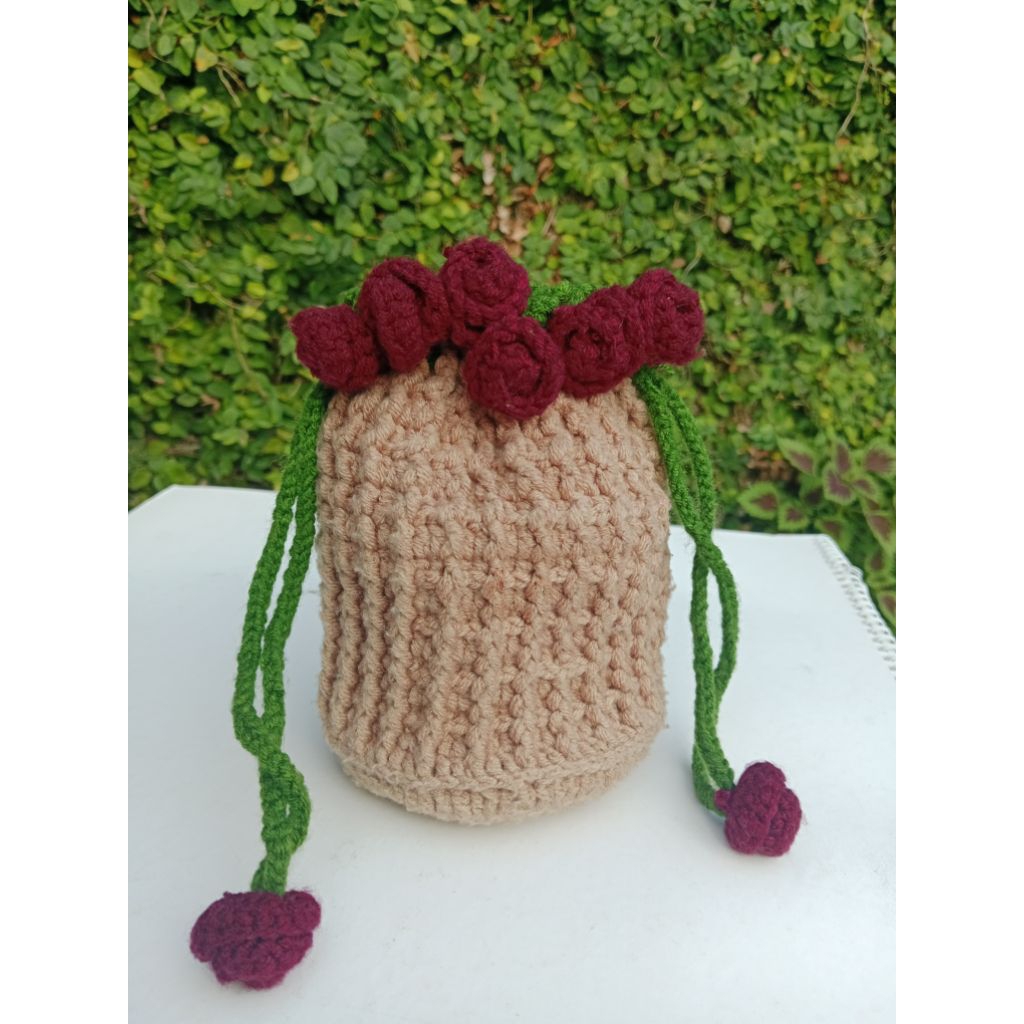 Tas rajut bunga mawar / crochet bag flower / tas rajut mawar handmade