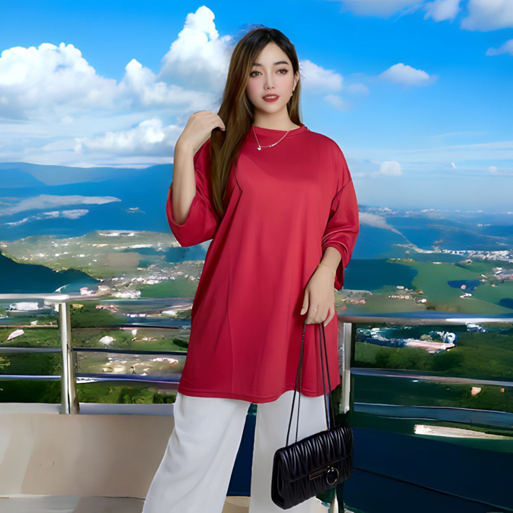 DEWIE ATASAN OVERSIZE LD 130 POLOS BASIC baju wanita  kaos  oblong Panjang Variasi