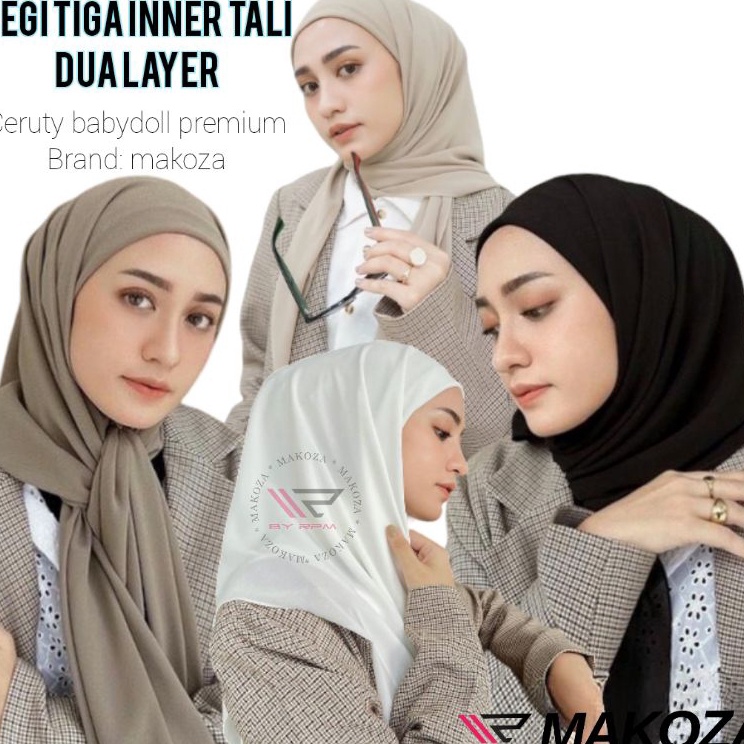 COD   Segitiga inner tali 2 Layer ceruty babydollSegi Empat InnerKerudung Instan Makoza