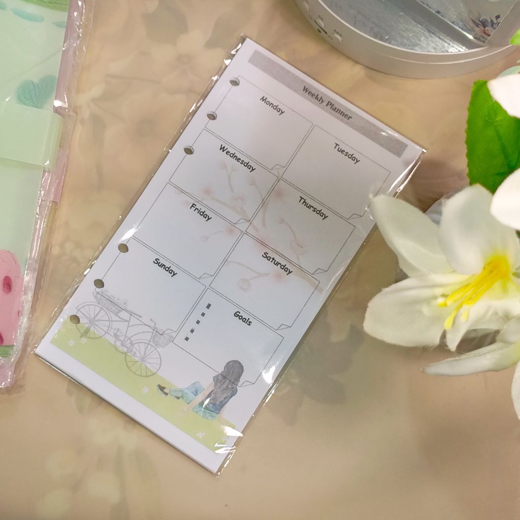 

12 Lembar Weekly Planner ukuran A6 (9,5 cmx17 cm) | Lembar Perencanaan Mingguan