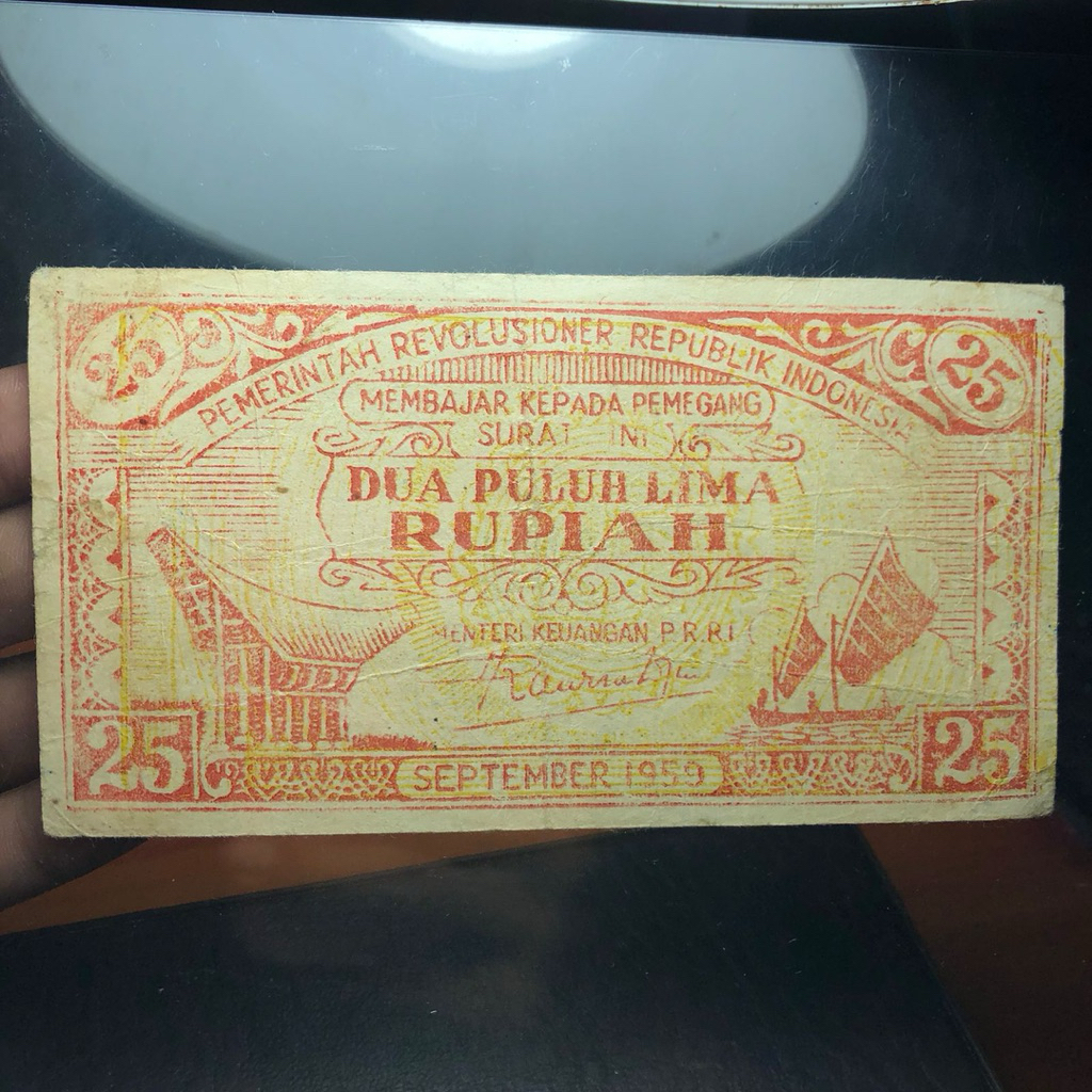 Uang Kuno Daerah PRRI 1959 Rp. 25 Langka