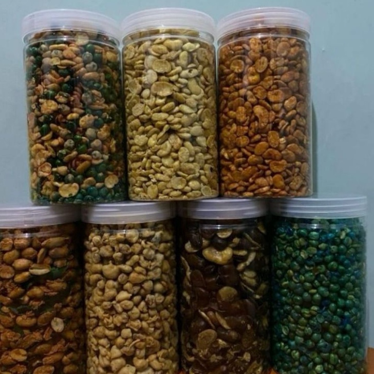 

Cemilan Kacang Kue Kering Kue lebaran Kemasan Toples 1Lt