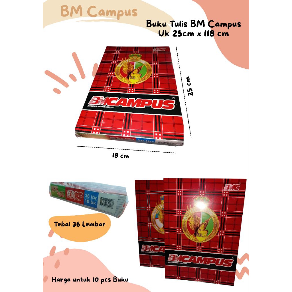 

(10 pcs) Buku BMC Kampus 36 Lembar / Buku Tulis Murah Ready Stok