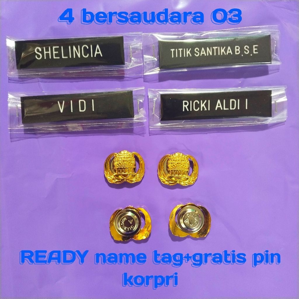 

Name Tag Ready Stok Hitam Doff+Pin Korpri