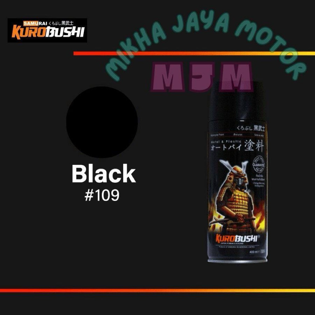 Samurai Paint 109 Black Glossy Hitam Mengkilap Cat Semprot Aerosol Tahan Bensin Tahan Retak