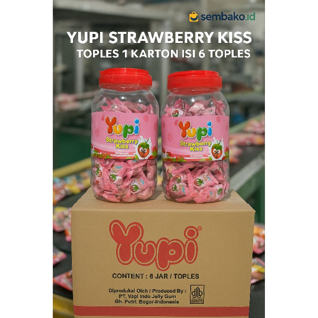 

Yupi Strawberry Kiss 1 Karton Isi 6 Toples – Permen Jelly Strawberry Manis & Lembut | Snack Anak & Dewasa