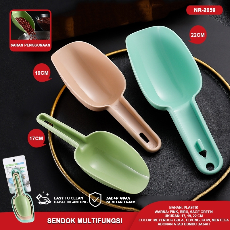 Centong Nasi Set Spatula Mini Sendok Lubang Tirisan Saringan Mie Kuah Plastik Tahan Panas Serbaguna