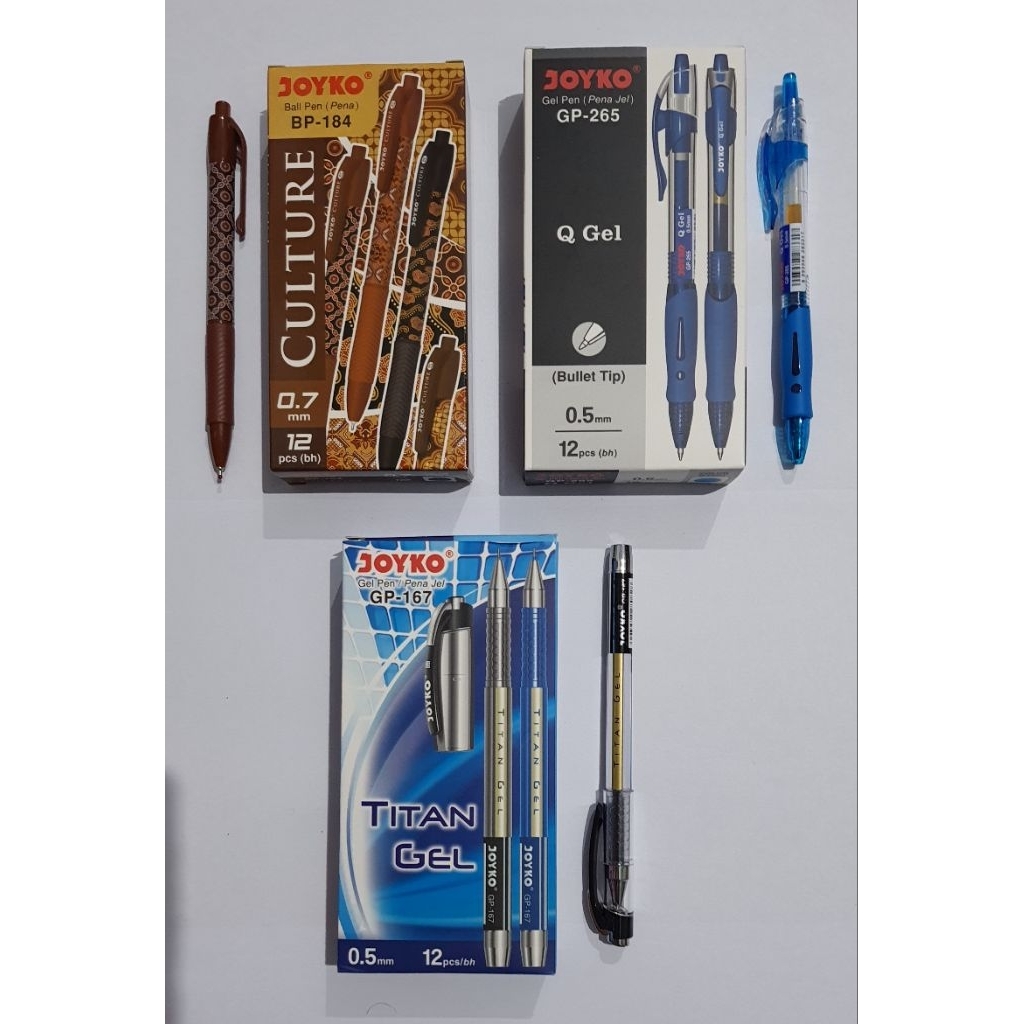 

Pulpen Gel Bollpen Pulpen Pena Joyko BP 265 , 167, 184 (1 pak 12 pcs)