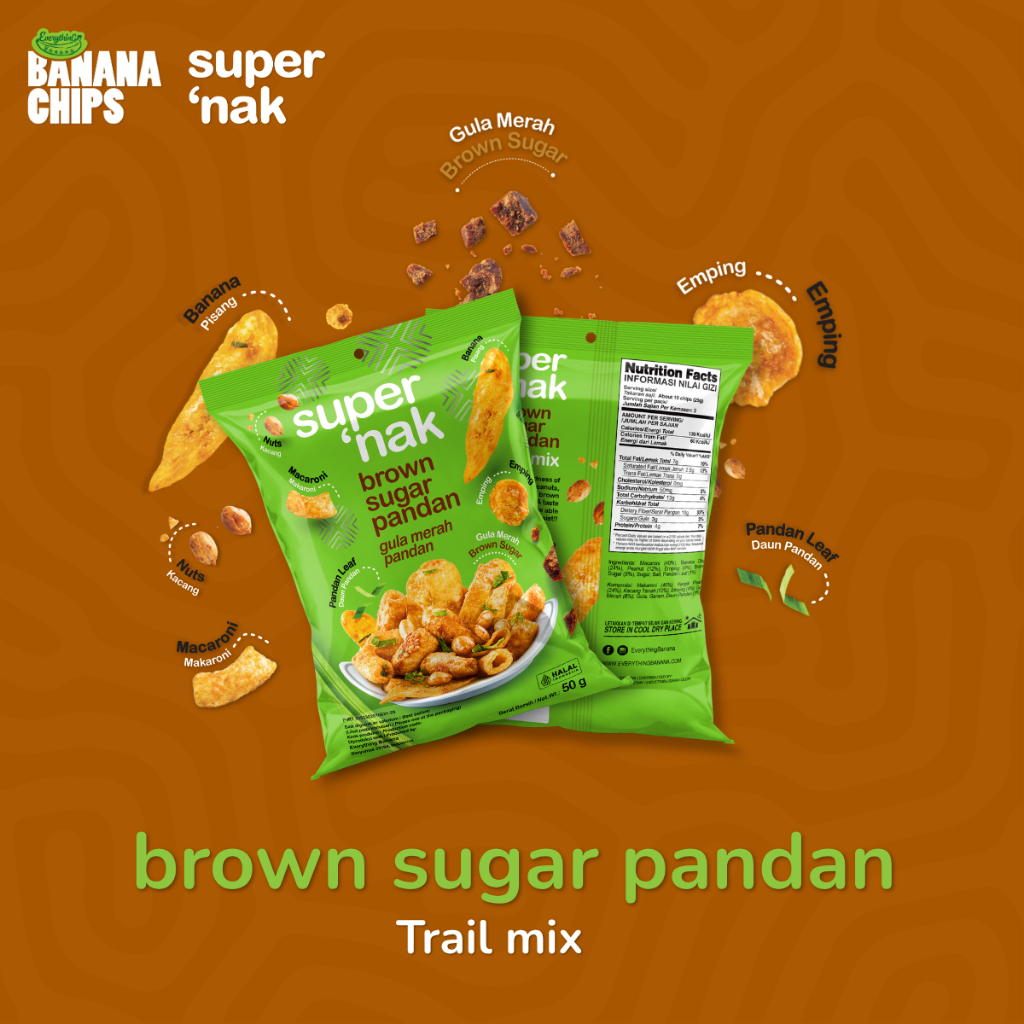 

Super Nak Snack Brown Sugar Pandan | Pisang, Kacang, Emping, Makaroni Manis Harum Pandan