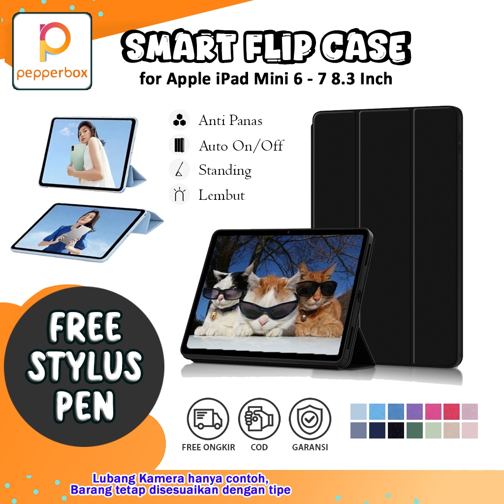 Softcase iPad Mini 6 7 8.7 Inch 2021 2024 Flipcase Bookcover Casing Standing Solid Case Trifold Kesi